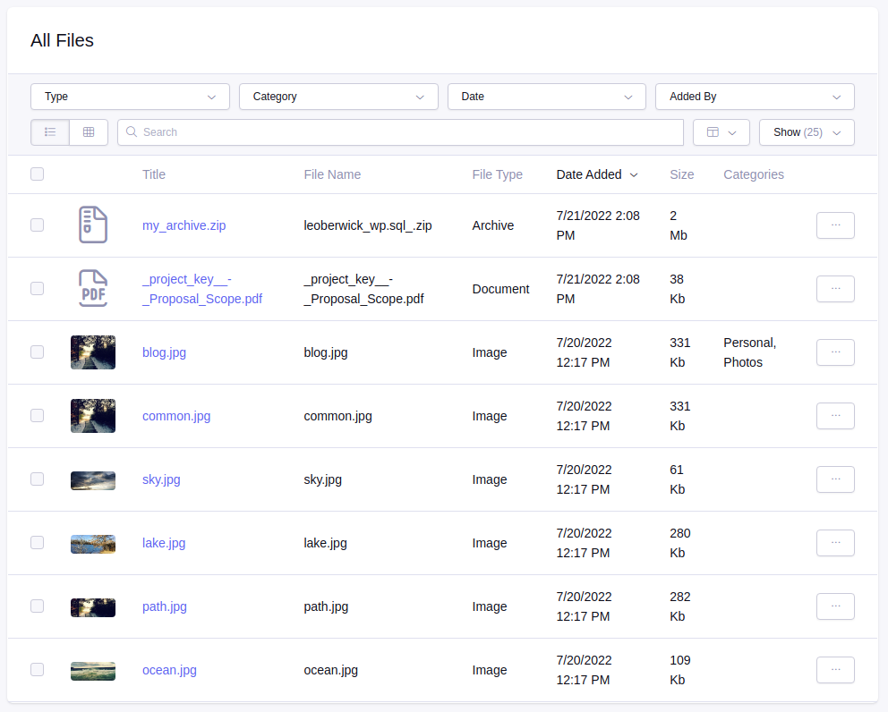 File Manager Listing