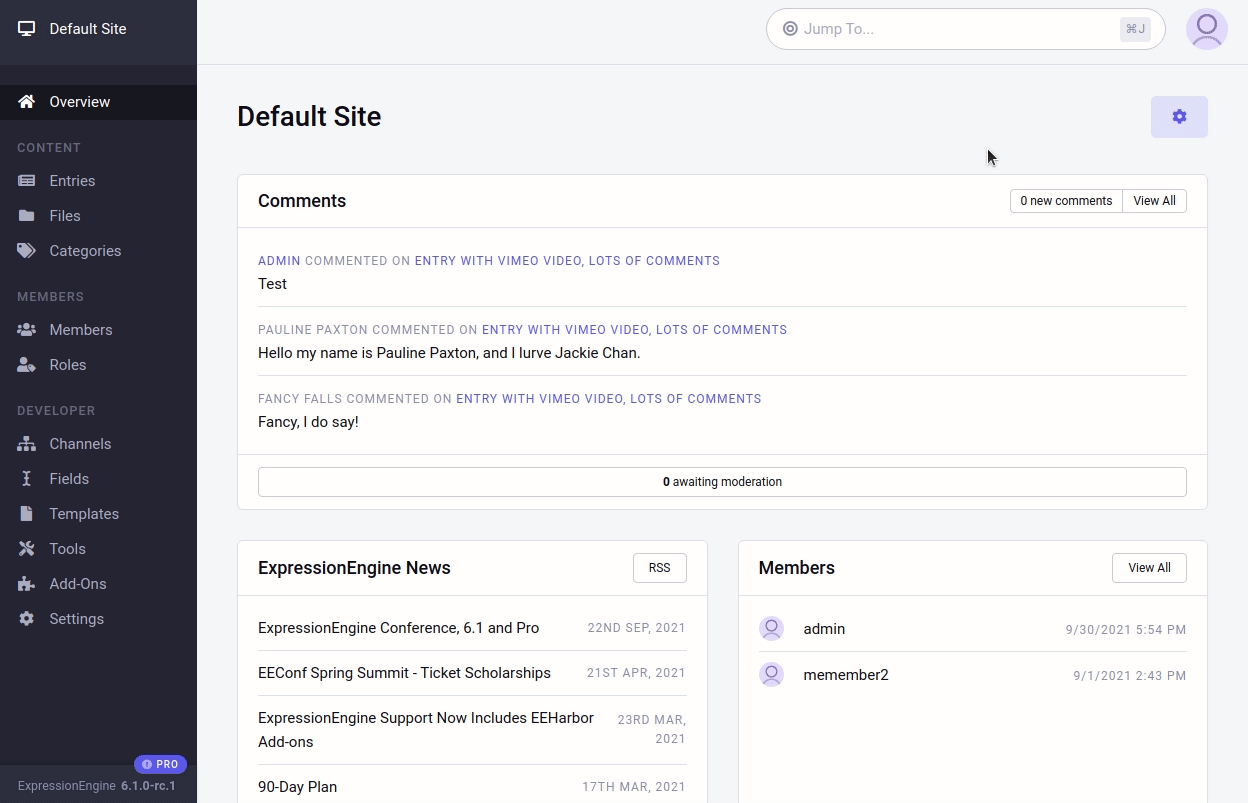 Dashboard management