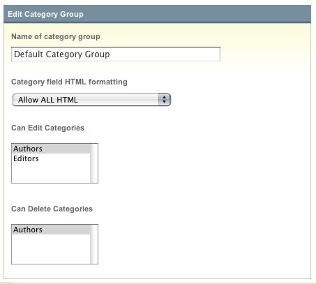 Create a New Category Group
