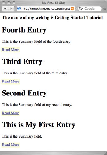 The index Template with the Read More link to the article Template.