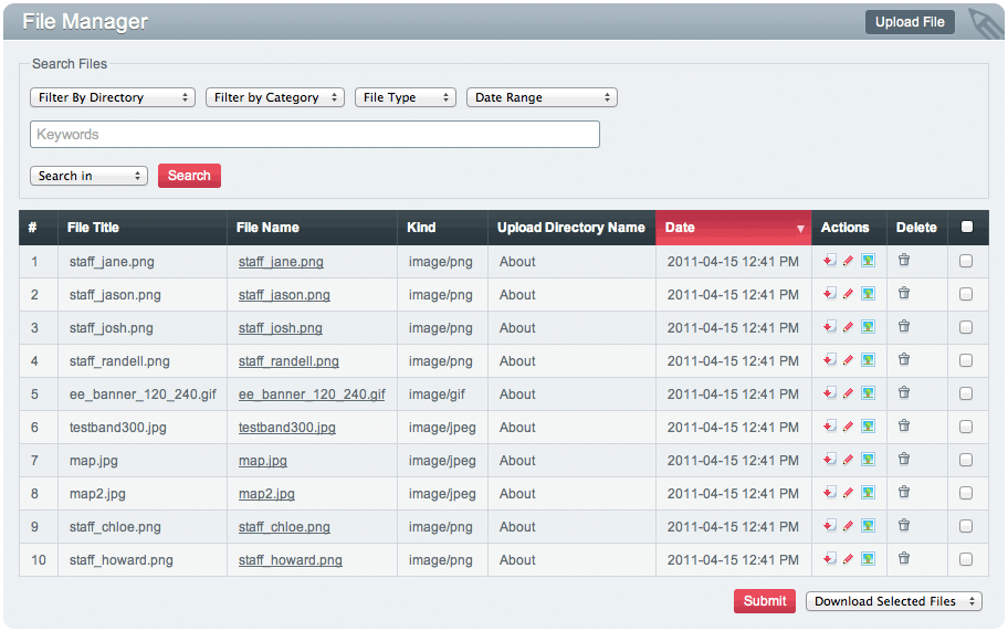 File Manager Upload Directory
