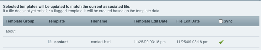 Template Synchronize