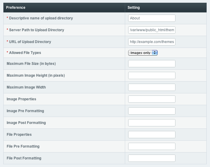 File Upload Directory Prefs